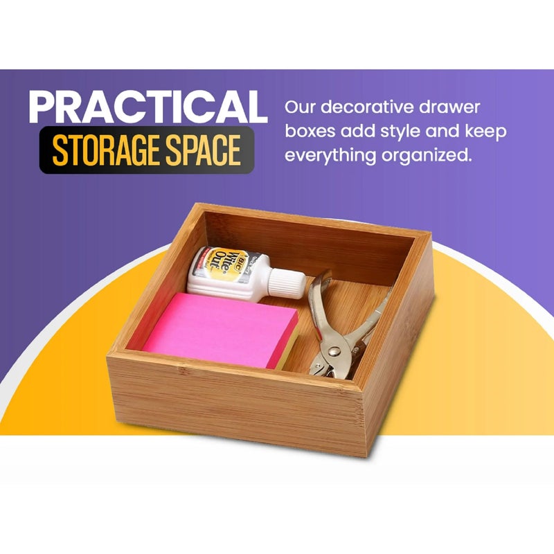 YBM HOME Bamboo Drawer Organizer Storage Box for Kitchen Drawer, Junk Drawer, Office, Bedroom, Children Room, Craft, Sewing, and Bathroom, 6x15x2 inch - Image 4